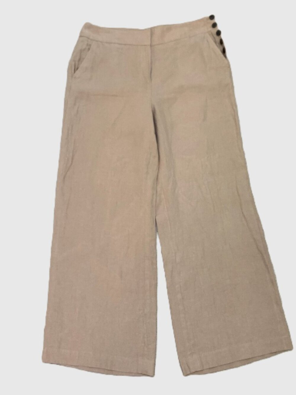 Talbots 100% Linen Women Wide Leg Greenwich Pants Beige Size 14